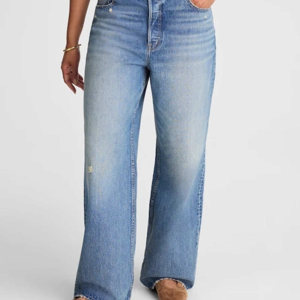 Madewell Light Blue Curvy Low Slung Straught Baggy Flare Jeans Size Women's 14W